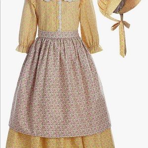 Red & blue floral prairie dress